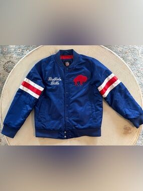 Kids NFL Quilted Buffalo Bills Jacket in Royal Blue & Red size 8